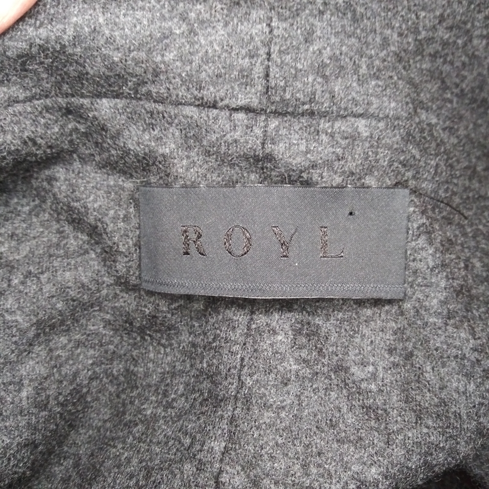ROYL Designer Luxury Loungewear Charcoal Gray, 100% Italian Cashmere Wrap Jacket - Picture 11 of 13